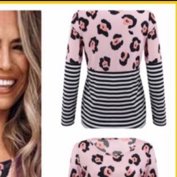 Pink/Black Patterned 3/4 Sleeve Tee - Picture 2 of 3